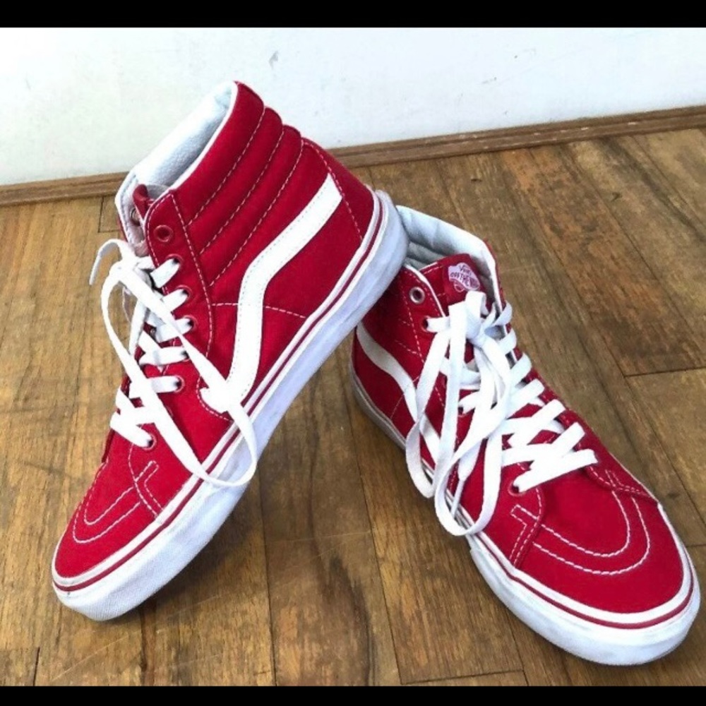 Authentic VANS red old school high tops. Women’s 7.5 gently used.